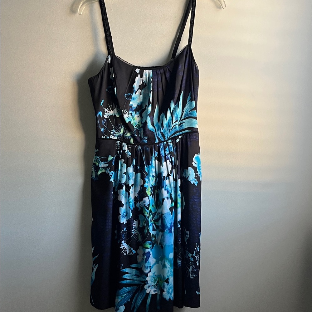 White House Black Market Blue Floral Midi Dress
